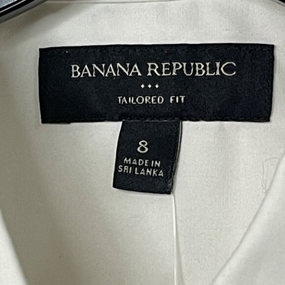 BANANA REPUBLIC White Tailored Fit Long Sleeve Button-Up Ruffle Blouse Size 8 - Picture 5 of 13